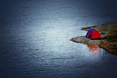 High angle view of person in sea