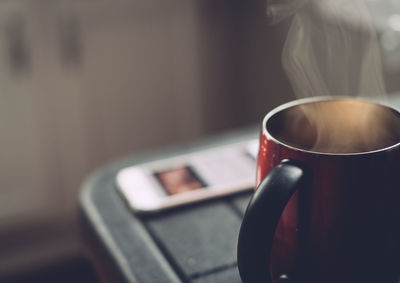 Close-up of coffee on table