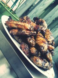 Close-up of served food in plate