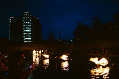 Illuminated city at night