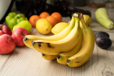 Close-up of bananas on table