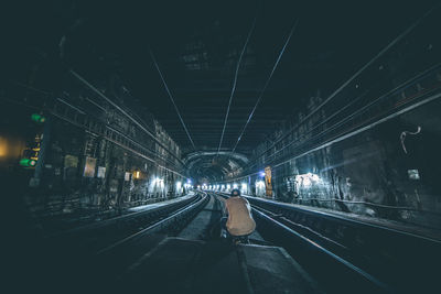 Railroad tracks in tunnel