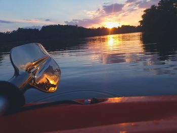 Close-up of glass at sunset