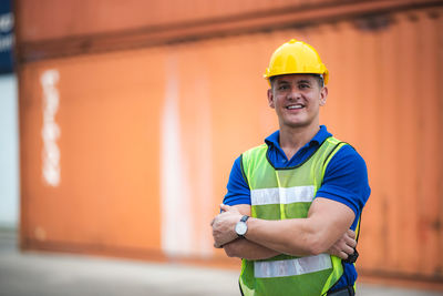 Portrait of smiling man working