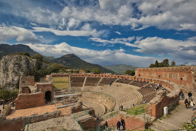 The ancient greek-roman theater of taormina, a tourist city in sicily.