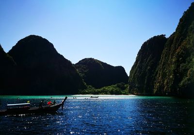 Scenic view of sea against clear sky