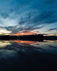 Scenic view of dramatic sky over sea during sunset