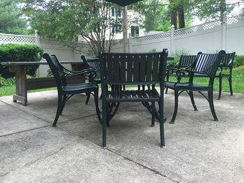 Empty bench in park