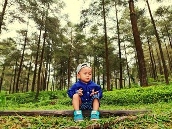 Take a picture of my son in a beautiful forest