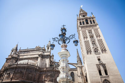 Low angle view of church against clear sky