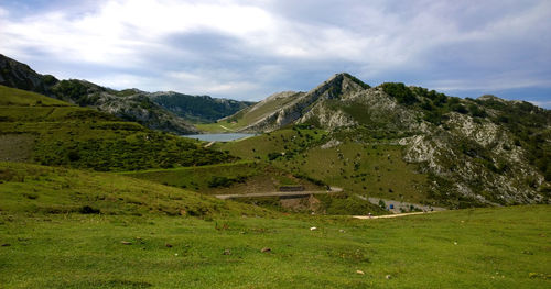 View of landscape against cloudy sky