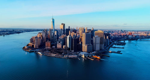 Aerial view of buildings in new york city 