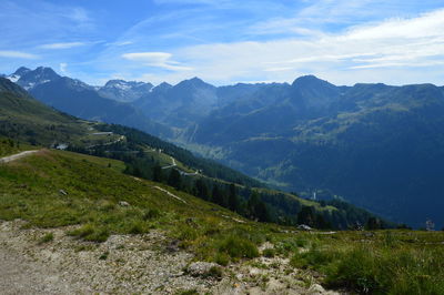 Scenic view of mountains against sky