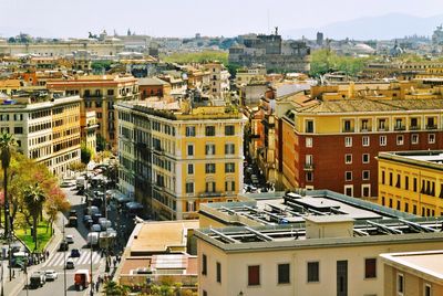 High angle view of buildings in city