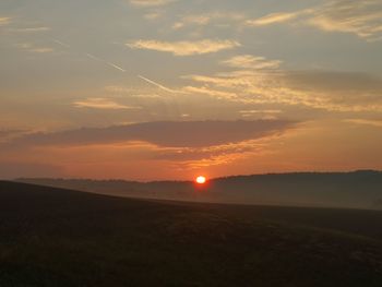 Scenic view of silhouette landscape against sky during sunset