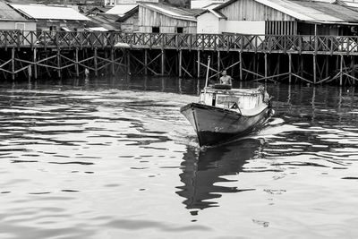 Boat moored in sea