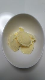 High angle view of ice cream in bowl