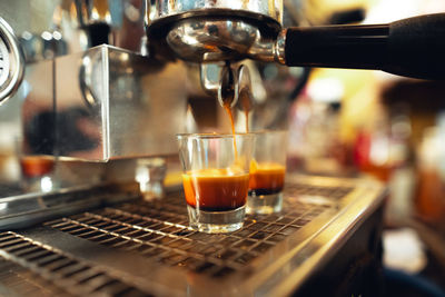 Close-up of coffee in cafe