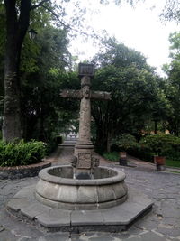 View of cross in cemetery