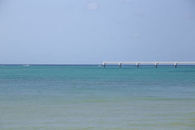 Scenic view of sea against clear sky