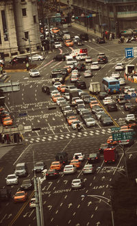 High angle view of traffic on city street