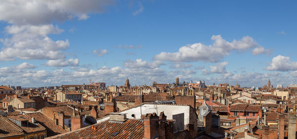 High angle view of townscape against sky