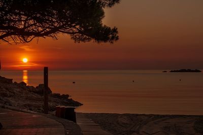 Scenic view of sea at sunset