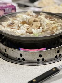 High angle view of food on table