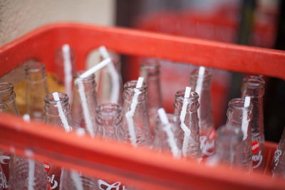 Crate of empty cola bottles
