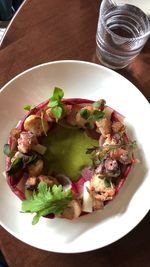 High angle view of meal served in plate