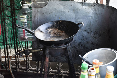 Ice cream on barbecue grill in kitchen