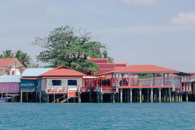 House by sea against sky