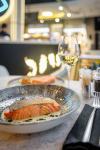 Close-up of food on table