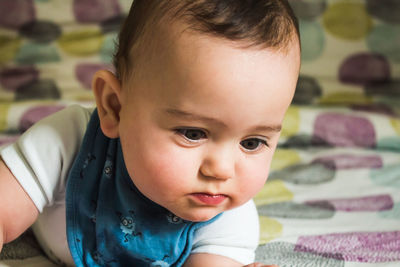 Close-up portrait of cute baby boy