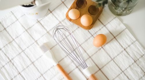 High angle view of vegetables on table
