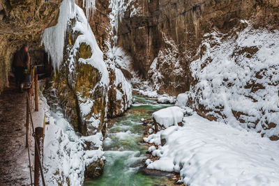 Partnach gorge in winter, bavaria germany.