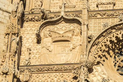 Low angle view of sculptures on building