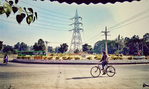 Bicycle parked on road