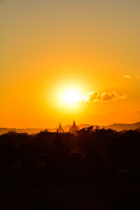 Panoramic view of temple against sky during sunset