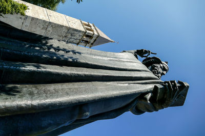 Low angle view of statue against clear sky