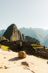 Scenic view of mountains against clear sky