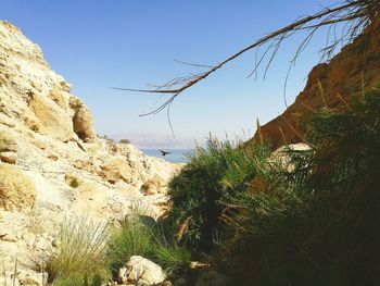 Scenic view of mountain against clear sky