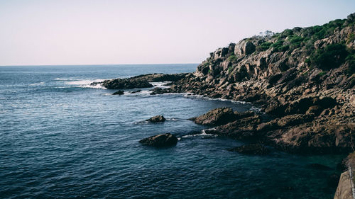 Scenic view of sea against clear sky