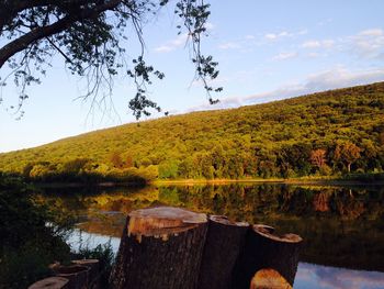 Scenic view of lake against sky