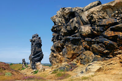 Panoramic view of rock formation on land against sky