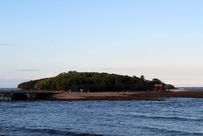 Scenic view of sea against clear sky