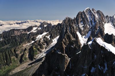 Panoramic view of snowcapped mountains against sky