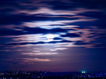 Aerial view of illuminated city against sky at night