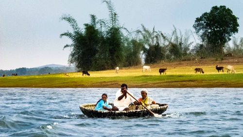 People enjoying in a boat