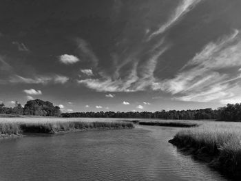 Scenic view of lake against sky